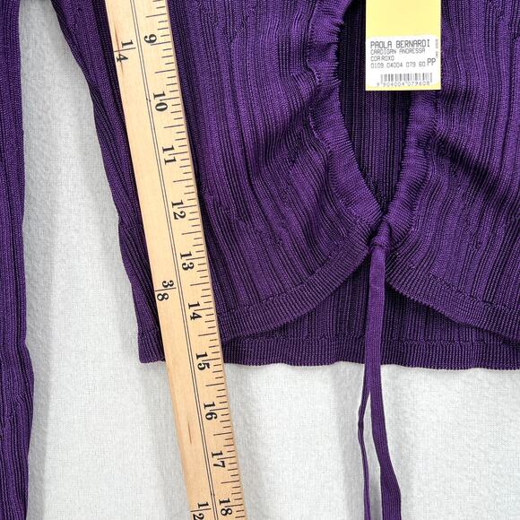 PAOLA BERNARDI Andressa Cropped Cardigan XS Purple Sparkle Knit Long Sleeve NEW - Picture 13 of 13